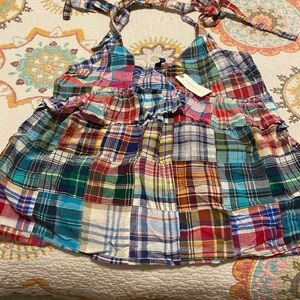 NWT Anthropologie Pilcro Madras Plaid Ruffle Summery Top XS Cotton